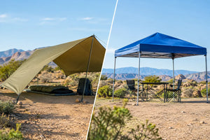 Desert Tarp Shelter vs Canopy for Camp Setup