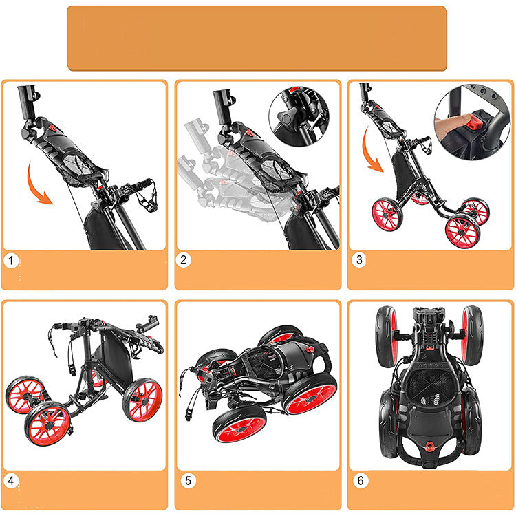 Foldable Four-Wheel Golf Trolley by Arizona Desert Gear