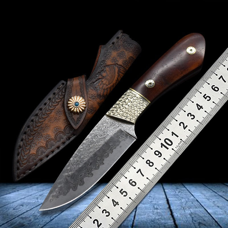 Small Damascus Steel Straight Camping Hunting Knife High Hardness by Arizona Desert Gear
