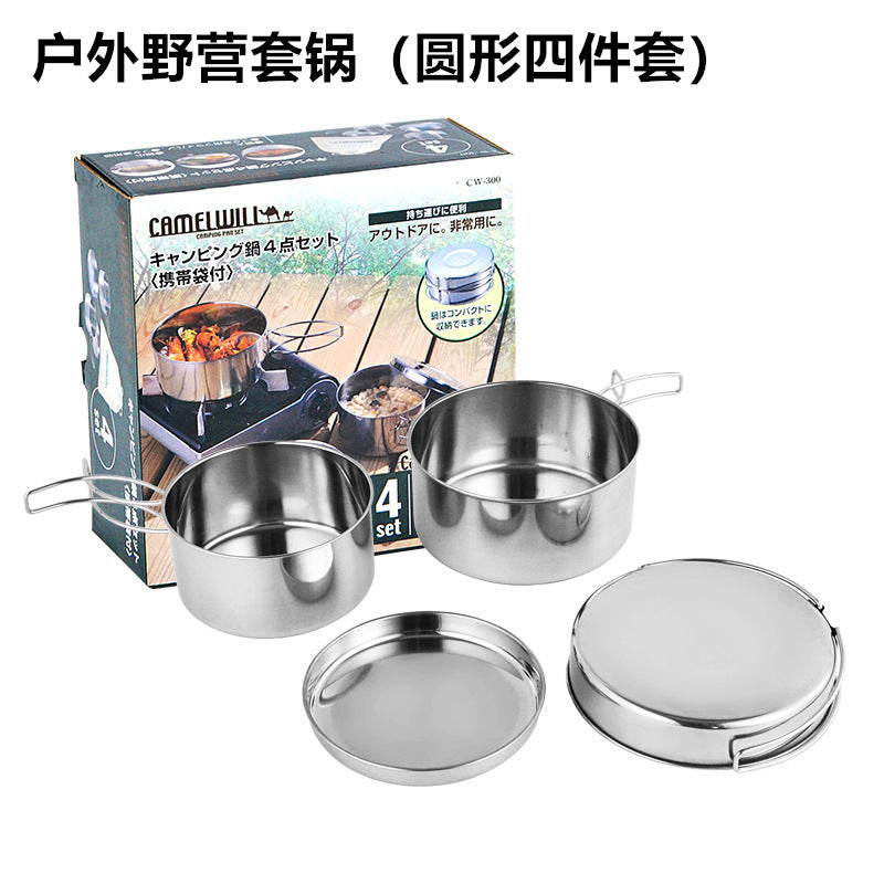 Stainless Steel Portable Camping Cookware Pot Set by Arizona Desert Gear