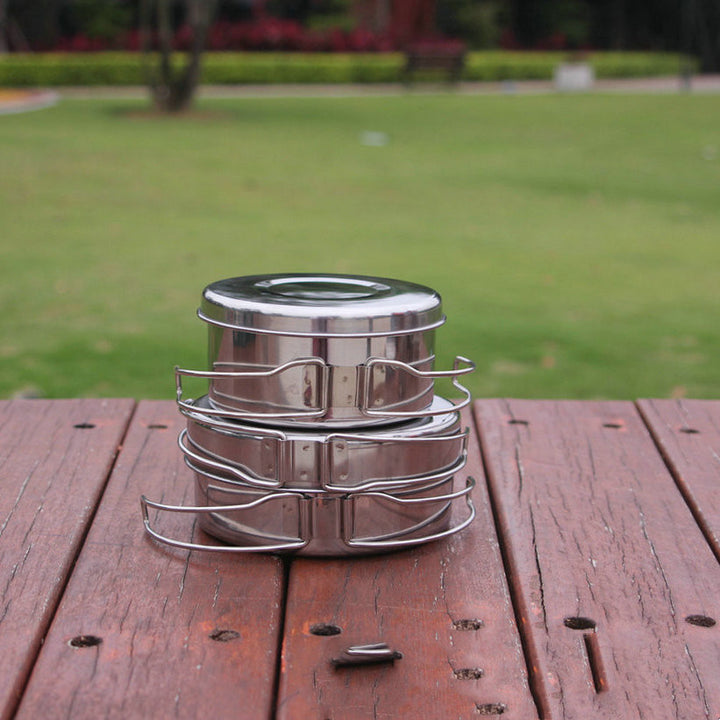 Stainless Steel Portable Camping Cookware Pot Set by Arizona Desert Gear