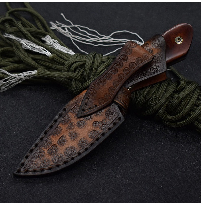 Small Damascus Steel Straight Camping Hunting Knife High Hardness by Arizona Desert Gear