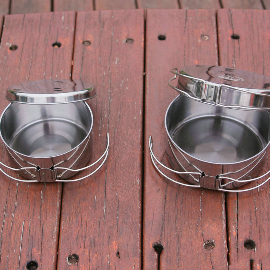 Stainless Steel Portable Camping Cookware Pot Set by Arizona Desert Gear