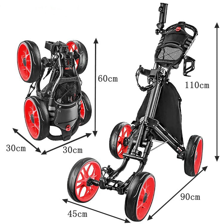 Foldable Four-Wheel Golf Trolley by Arizona Desert Gear