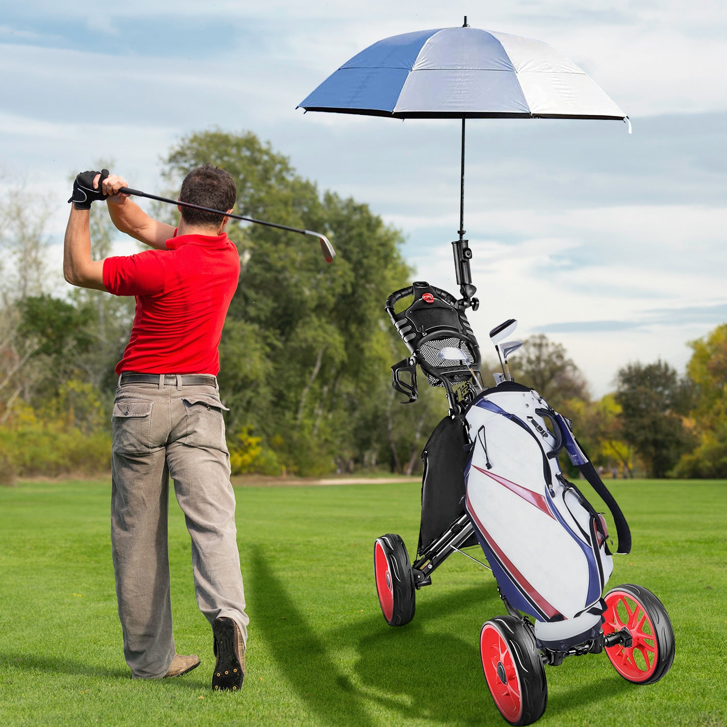 Foldable Four-Wheel Golf Trolley by Arizona Desert Gear