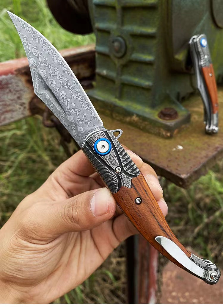 Damascus Steel Folding Camping Survival Tactical Knife by Arizona Desert Gear