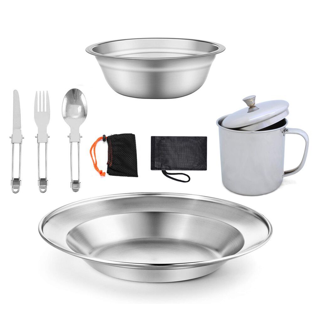Outdoor Camping Stainless Steel Cookware Tableware Cup Set by Arizona Desert Gear