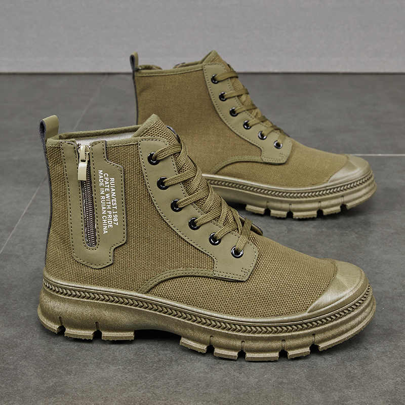 Men High Top Side Zipper Hiking Work Boots Thickened Shoes by Arizona Desert Gear