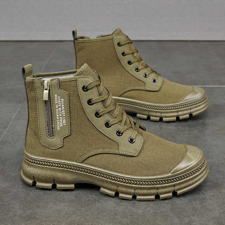 Men High Top Side Zipper Hiking Work Boots Thickened Shoes by Arizona Desert Gear