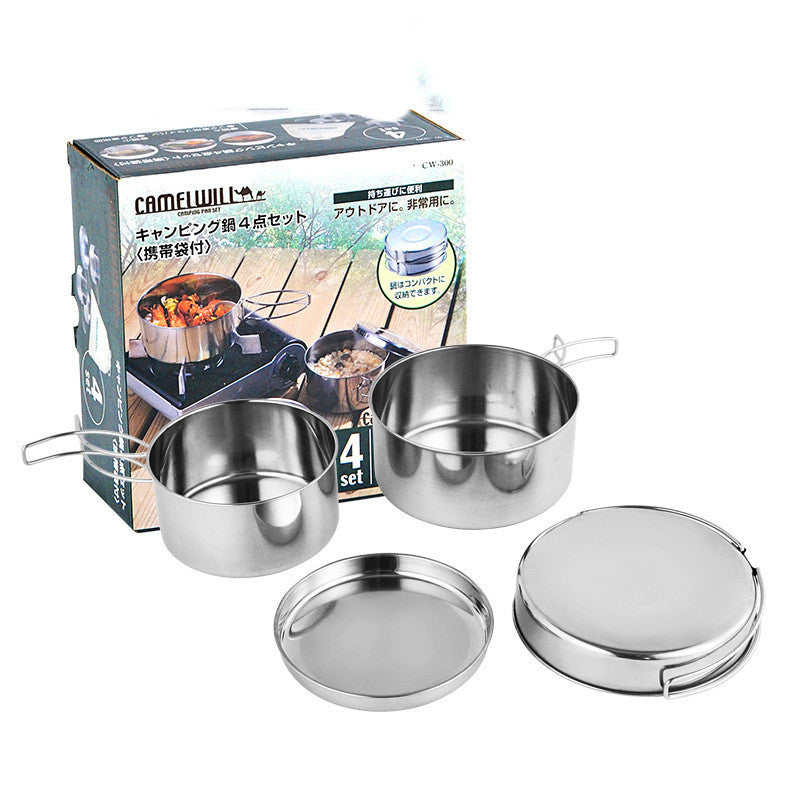 Stainless Steel Portable Camping Cookware Pot Set by Arizona Desert Gear