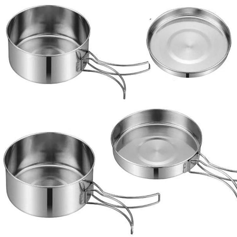 Stainless Steel Portable Camping Cookware Pot Set by Arizona Desert Gear