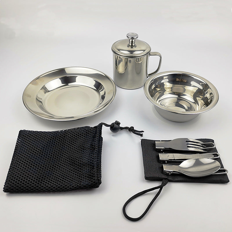 Outdoor Camping Stainless Steel Cookware Tableware Cup Set by Arizona Desert Gear