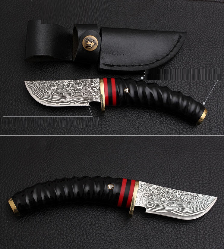 Damascus Steel Fixed Hunting Knife Antler Handle Tactical Knife by Arizona Desert Gear