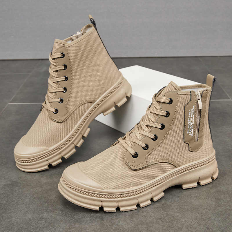 Men High Top Side Zipper Hiking Work Boots Thickened Shoes by Arizona Desert Gear