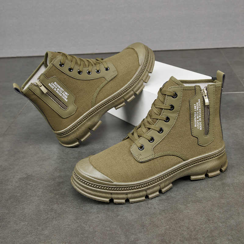 Men High Top Side Zipper Hiking Work Boots Thickened Shoes by Arizona Desert Gear