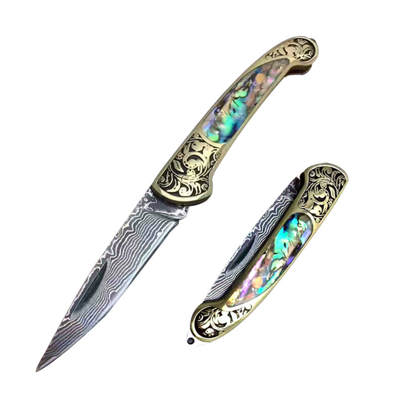 Camping Hunting Folding Survival Combat Knife Natural Shell by Arizona Desert Gear