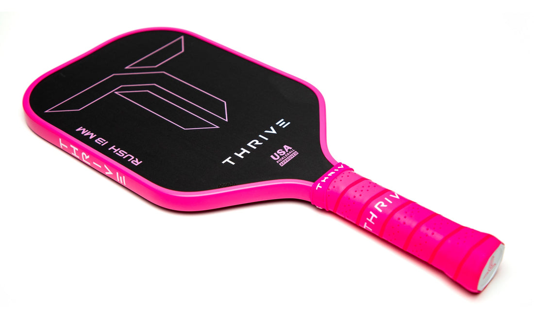RUSH 13 SINGLES (PINK) Includes custom weight card, paddle cover, paddle eraser, and lead weights. by Thrive Pickleball