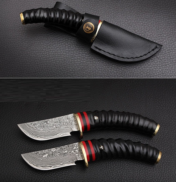 Damascus Steel Fixed Hunting Knife Antler Handle Tactical Knife by Arizona Desert Gear