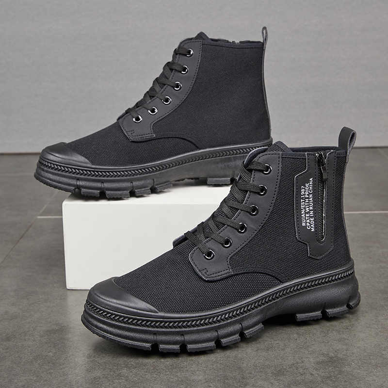 Men High Top Side Zipper Hiking Work Boots Thickened Shoes by Arizona Desert Gear