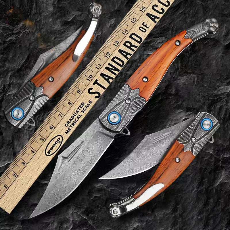 Damascus Steel Folding Camping Survival Tactical Knife by Arizona Desert Gear