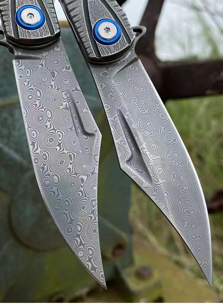Damascus Steel Folding Camping Survival Tactical Knife by Arizona Desert Gear