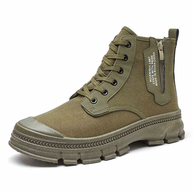 Men High Top Side Zipper Hiking Work Boots Thickened Shoes by Arizona Desert Gear