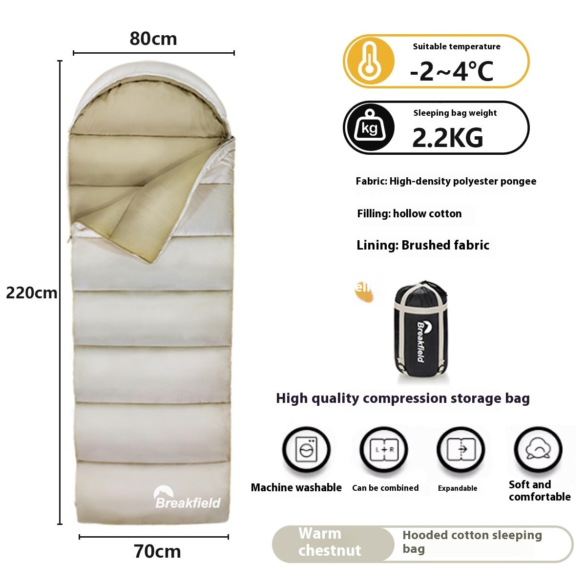 Waterproof Cotton Four Seasons Camping Sleeping Bag by Arizona Desert Gear