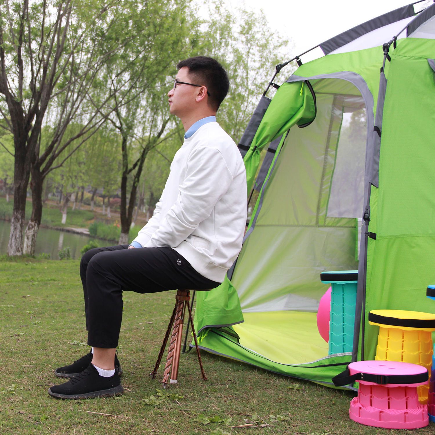 Multifunctional Foldable Trekking Pole Stool by Arizona Desert Gear