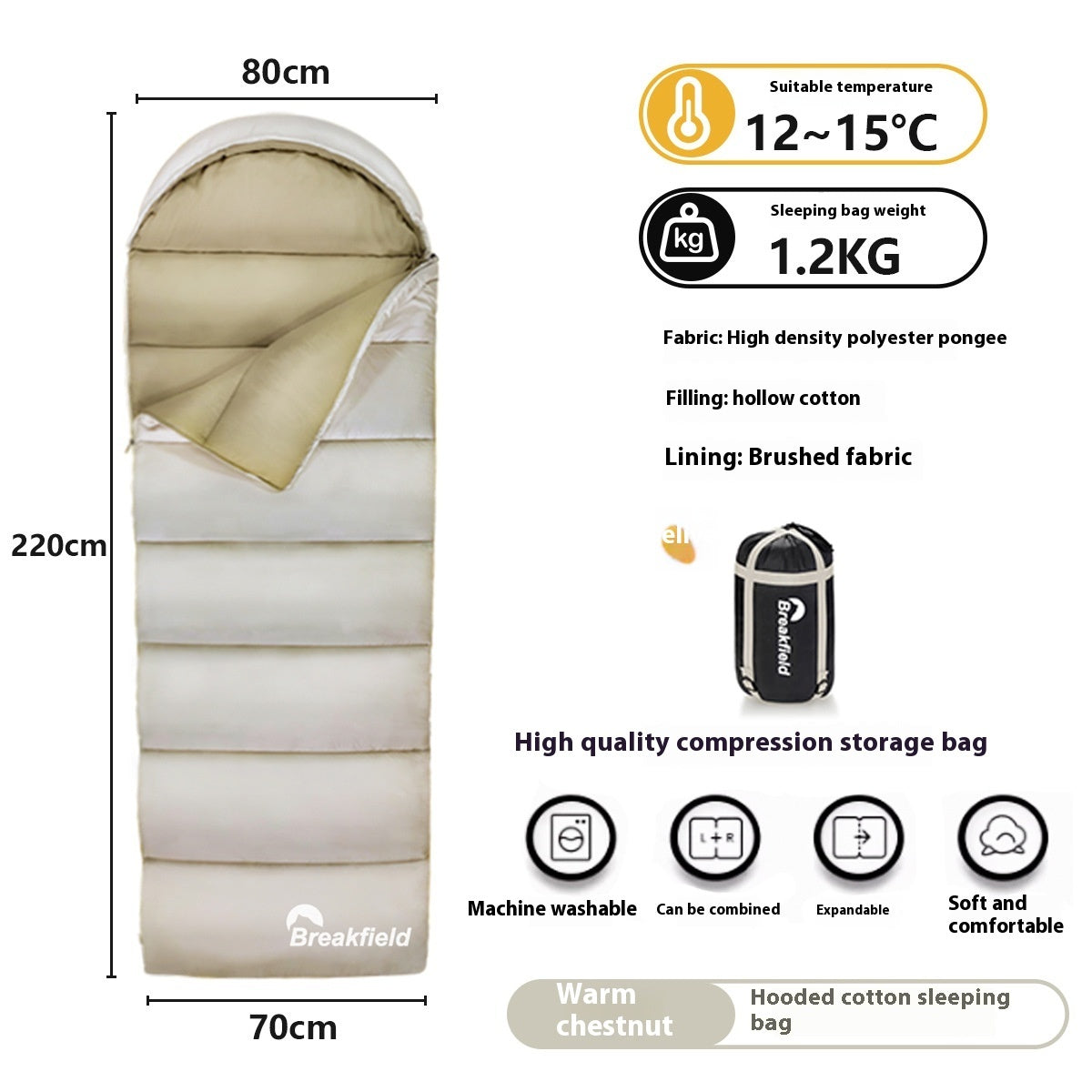 Waterproof Cotton Four Seasons Camping Sleeping Bag by Arizona Desert Gear