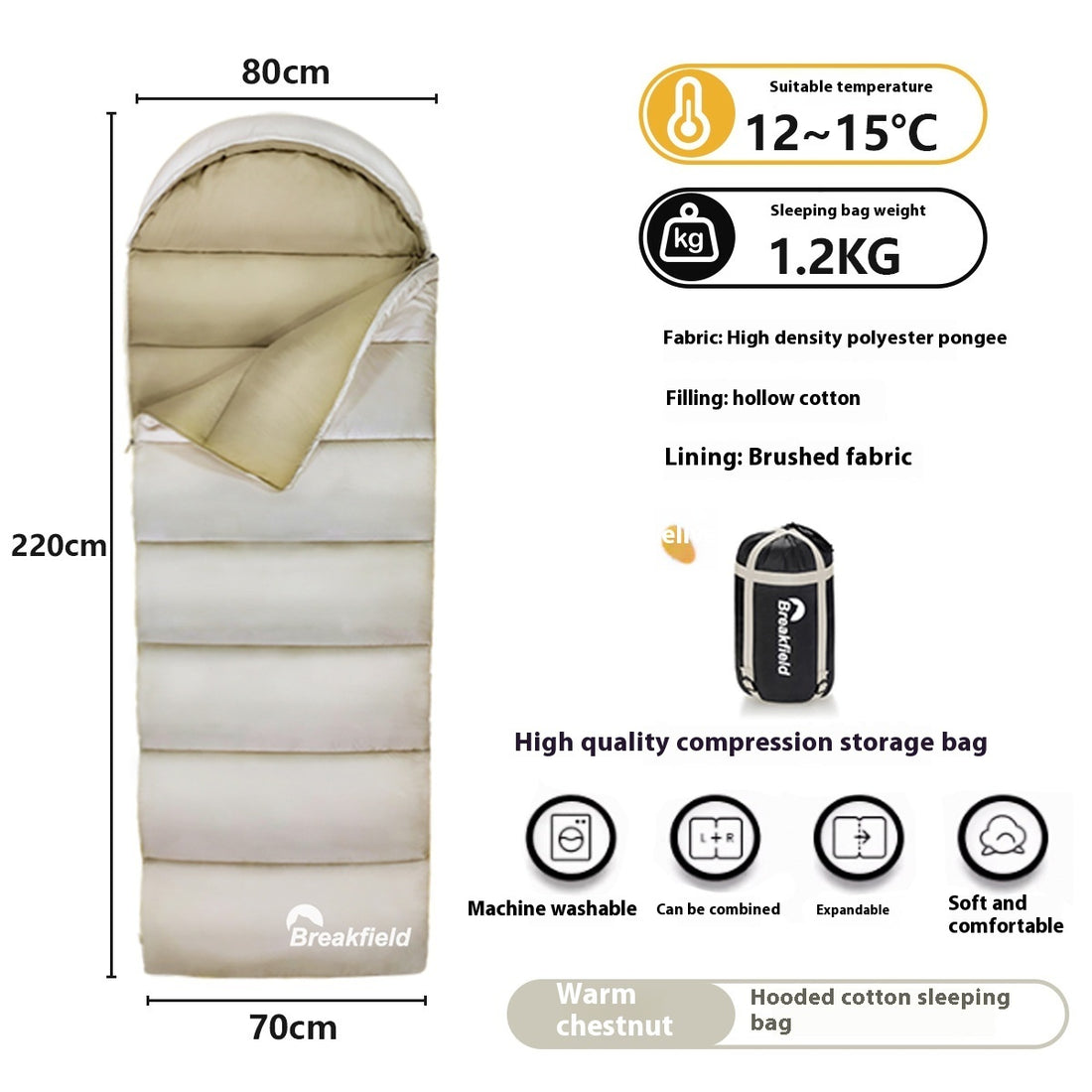 Waterproof Cotton Four Seasons Camping Sleeping Bag by Arizona Desert Gear