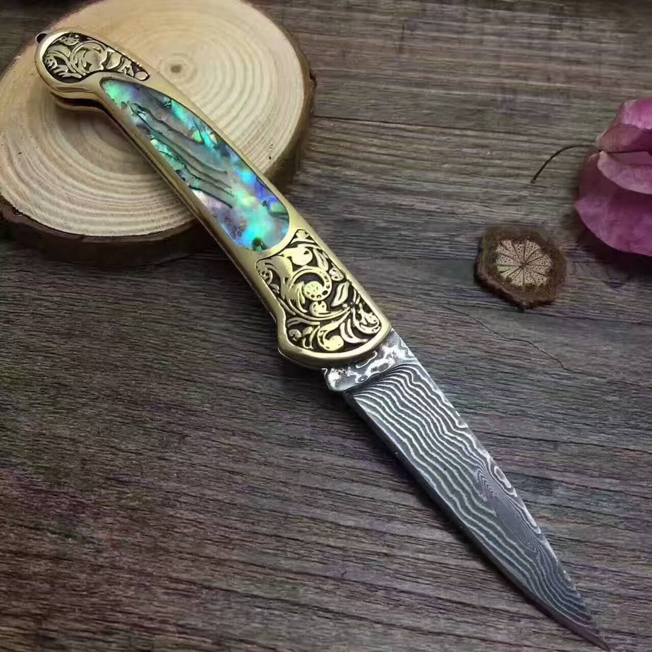 Camping Hunting Folding Survival Combat Knife Natural Shell by Arizona Desert Gear