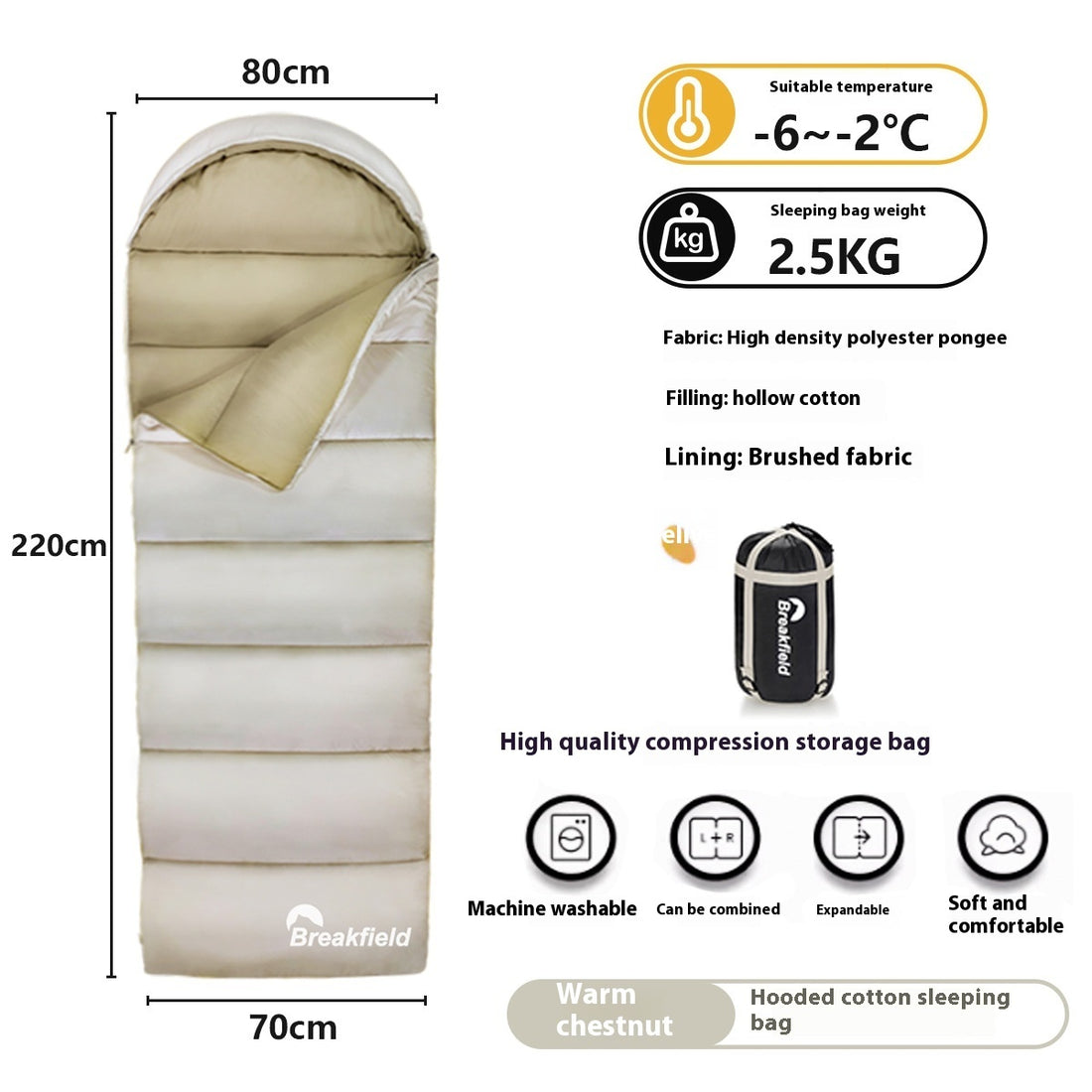 Waterproof Cotton Four Seasons Camping Sleeping Bag by Arizona Desert Gear